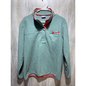 Columbia Green Fleece Jacket with Red Accents